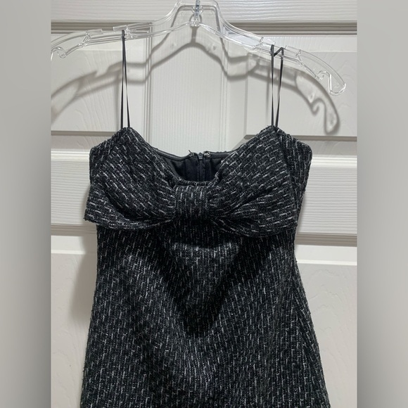 Strapless Black Textured Mini Dress - Picture 2 of 4